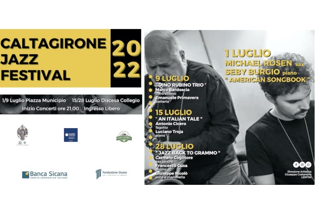 “Caltagirone Jazz Festival 2022”: si comincia venerdì 1° luglio, piazza Municipio, col sax di Michael Rosen e il piano di Seby Burgio